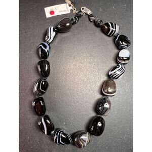 NEW Botswana agate 18 inch necklace with sterling silver clasp